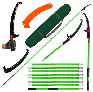 Gartenast-Handsäge, modular, teleskopisch, mit Haken, zwei Sägeblätter, 1-8 m