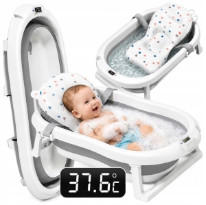 Faltbare Babybadewanne mit LCD-Thermometer und Kissen