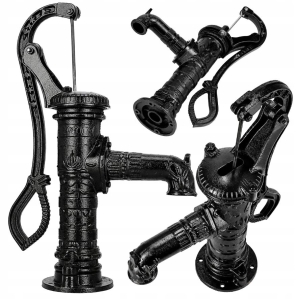 Abessinische Garten-Handwasserpumpe, Gusseisen, dekorativ, schwarz