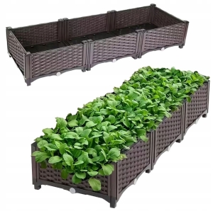 Modularer Gartenkasten für Blumen und Gemüse, 120 x 40 x 22 cm, braun