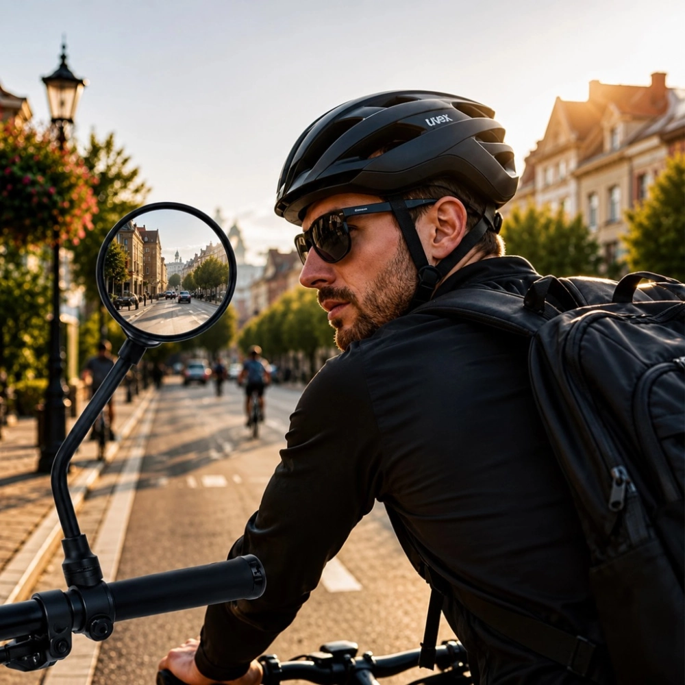 LUSTERKO ROWEROWE MOTOCYKLOWE WSTECZNE OKRĄGŁE NA KIEROWNICĘ CZARNE 2 szt