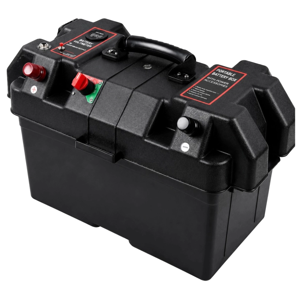 POJEMNIK SKRZYNKA AKUMULATOROWA 12V BOX NA AKUMULATOR Z WOLTOMIERZEM 2X USB