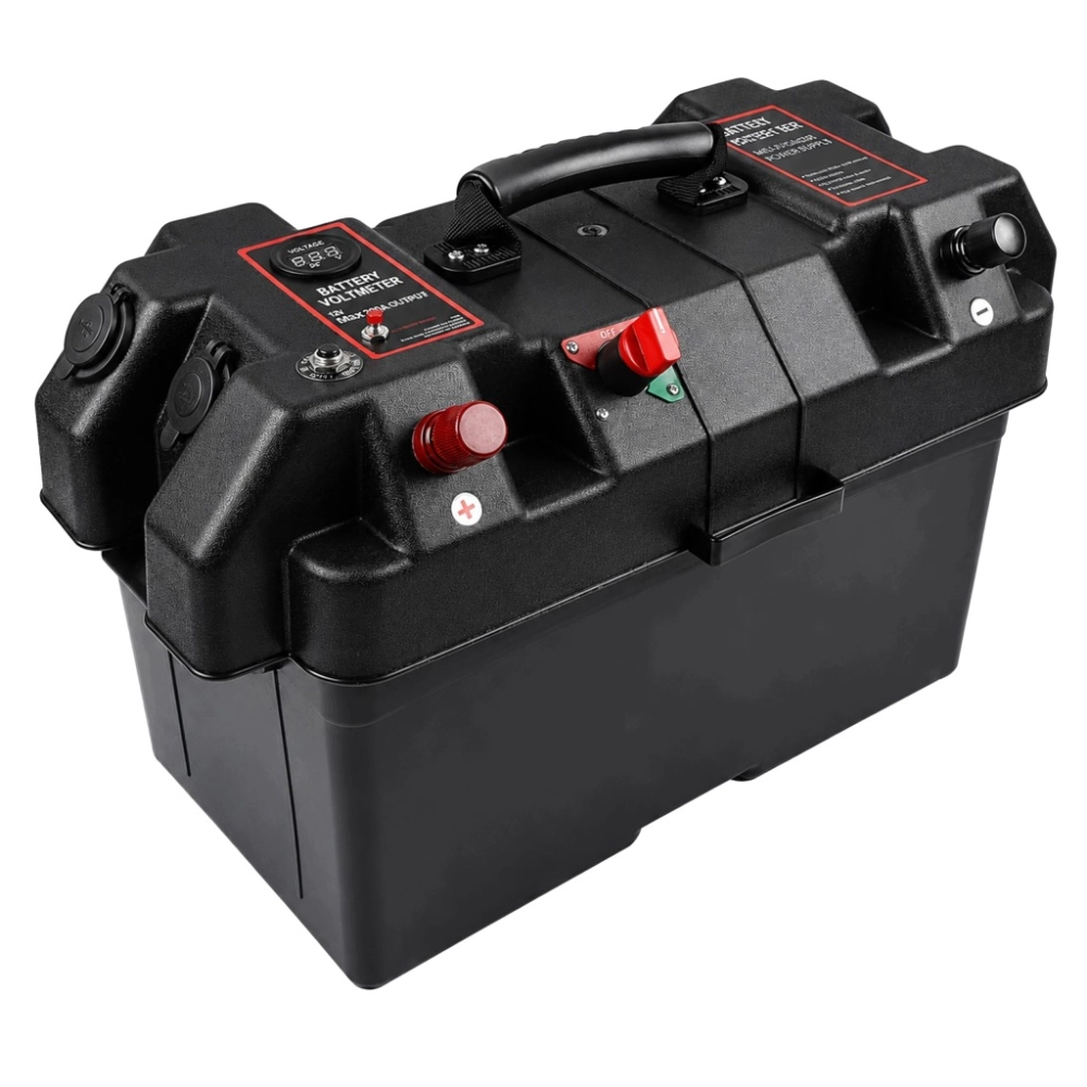 POJEMNIK SKRZYNKA AKUMULATOROWA 12V BOX NA AKUMULATOR Z WOLTOMIERZEM 2X USB