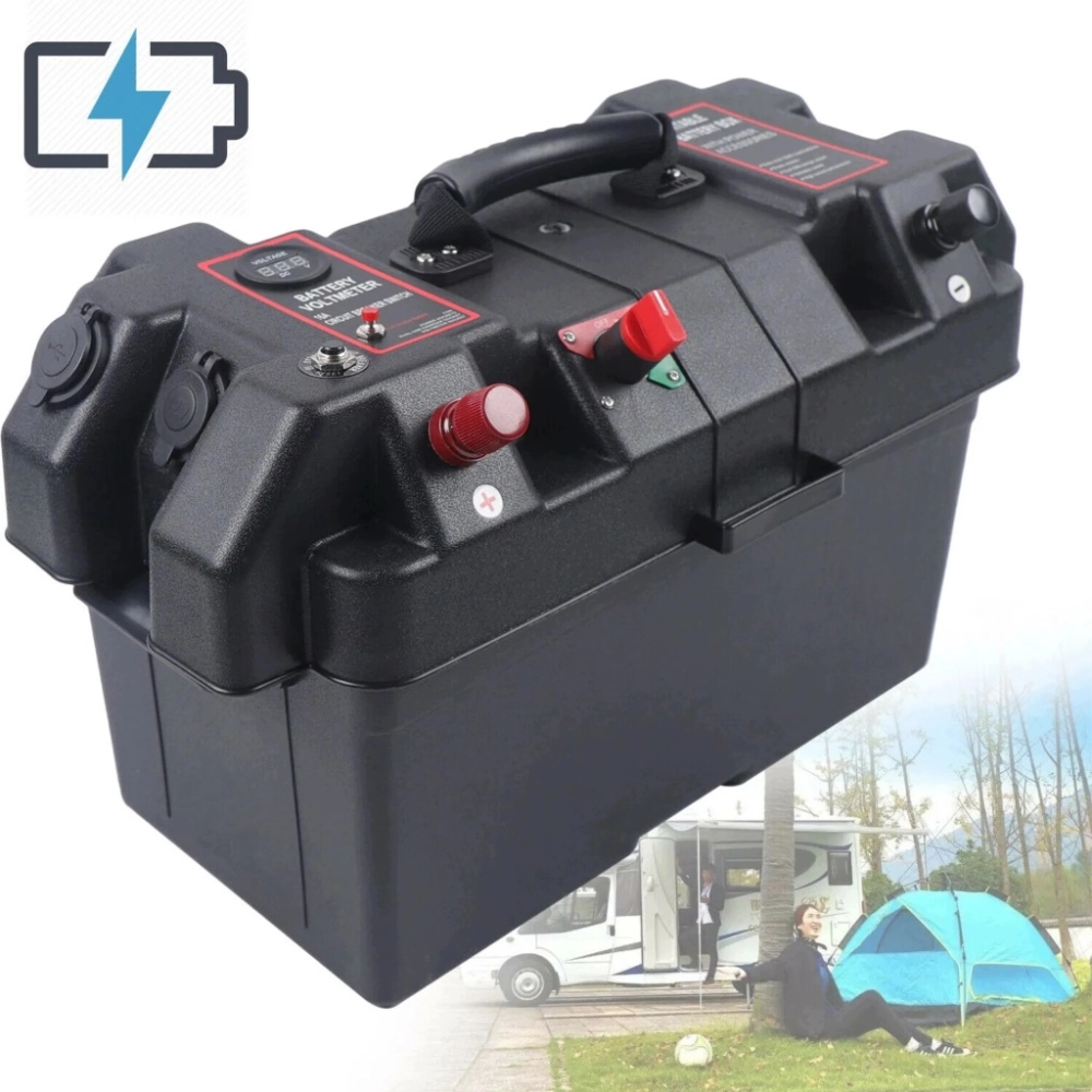 POJEMNIK SKRZYNKA AKUMULATOROWA 12V BOX NA AKUMULATOR Z WOLTOMIERZEM 2X USB