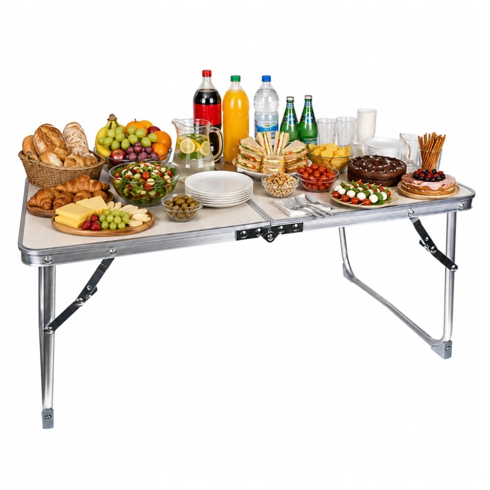 STOLIK TURYSTYCZNY SKŁADANY ALUMINIOWY PRZENOŚNY BIWAKOWY WĘDKARSKI 61X41CM