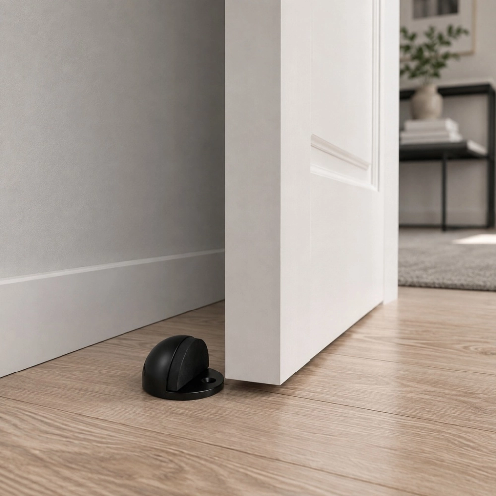 ODBOJNIK DRZWIOWY SFERA 45x25 ODBÓJ DO DRZWI OGRANICZNIK STOPER CZARNY MAT