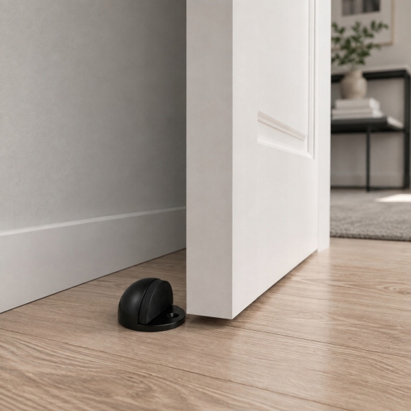 ODBOJNIK DRZWIOWY SFERA 45x25 ODBÓJ DO DRZWI OGRANICZNIK STOPER CZARNY MAT