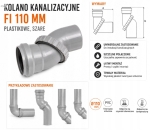 KOLANO KANALIZACYJNE UNIWERSALNE DO RUR FI 110 PLASTIKOWE REGULOWANE