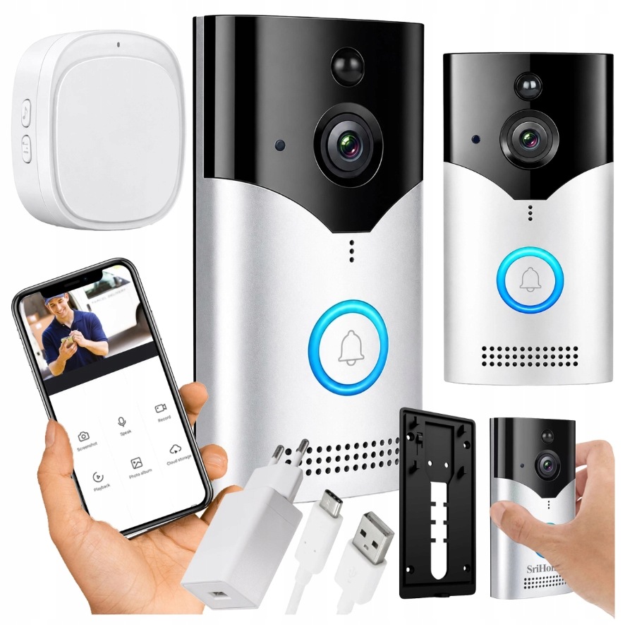 INTELIGENTNY WIDEODOMOFON DZWONEK BEZPRZEWODOWY Z KAMERĄ SMART WIFI PIR
