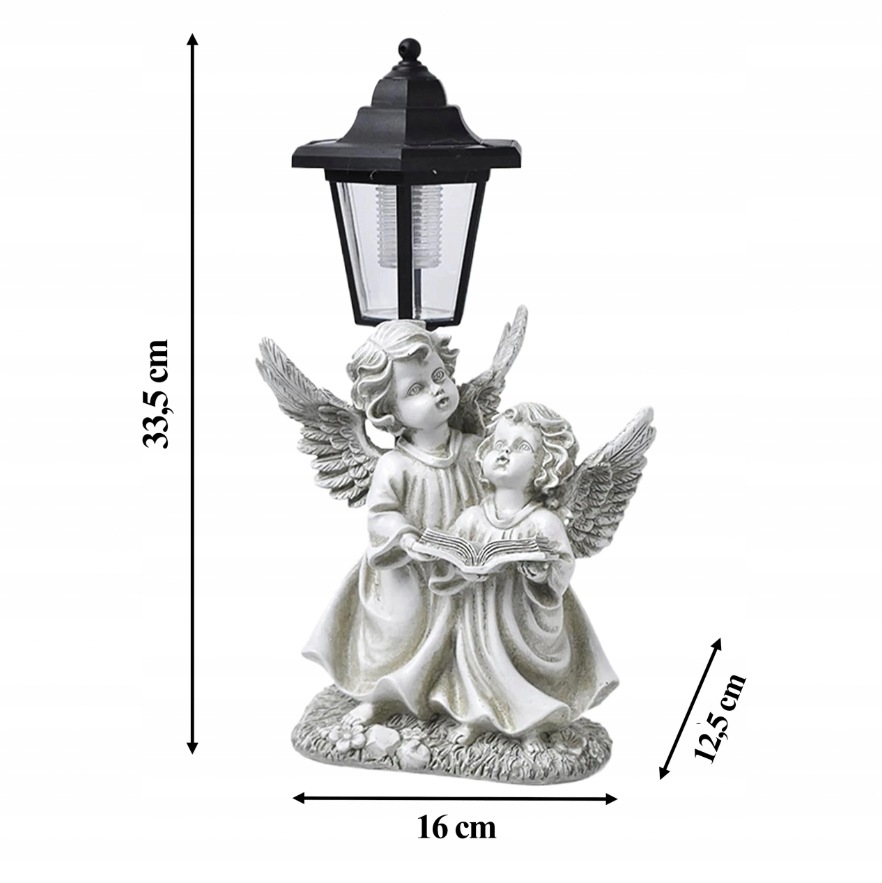 ANIOŁEK SOLARNY LAMPION ZNICZ DEKORACJA NA CMENTARZ DO OGRODU 33,5CM