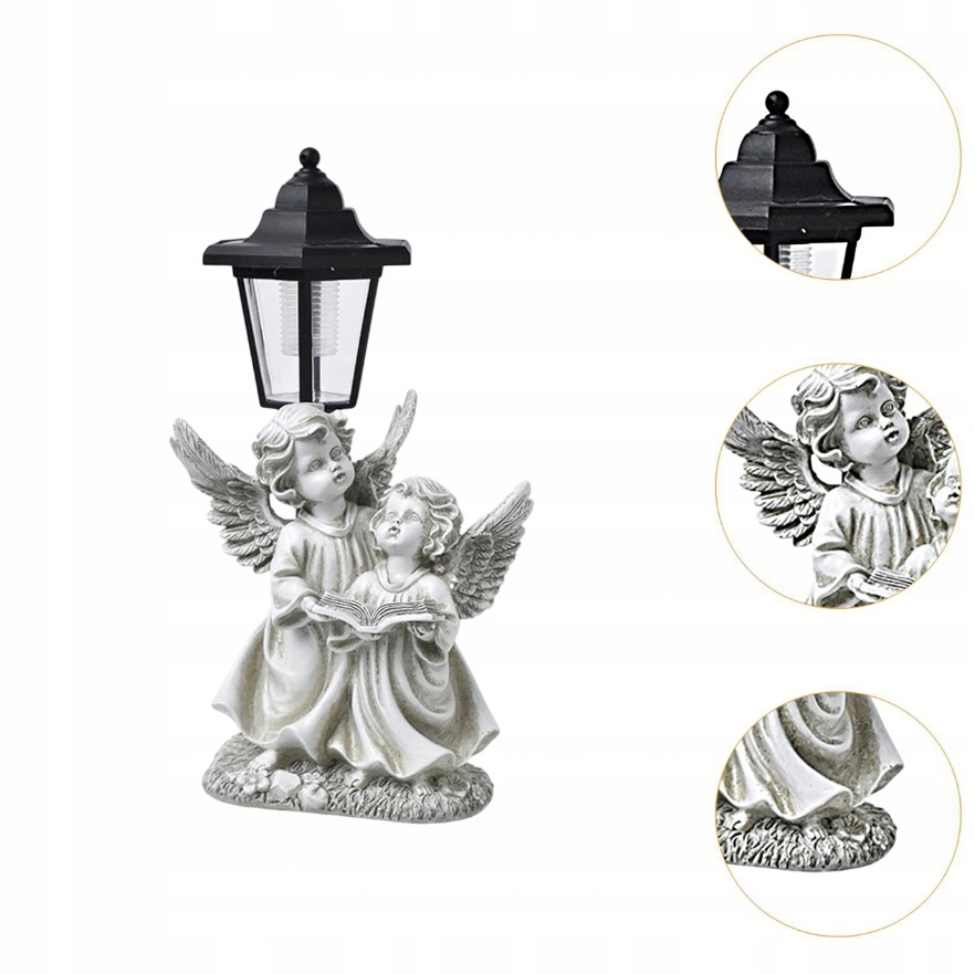 ANIOŁEK SOLARNY LAMPION ZNICZ DEKORACJA NA CMENTARZ DO OGRODU 33,5CM