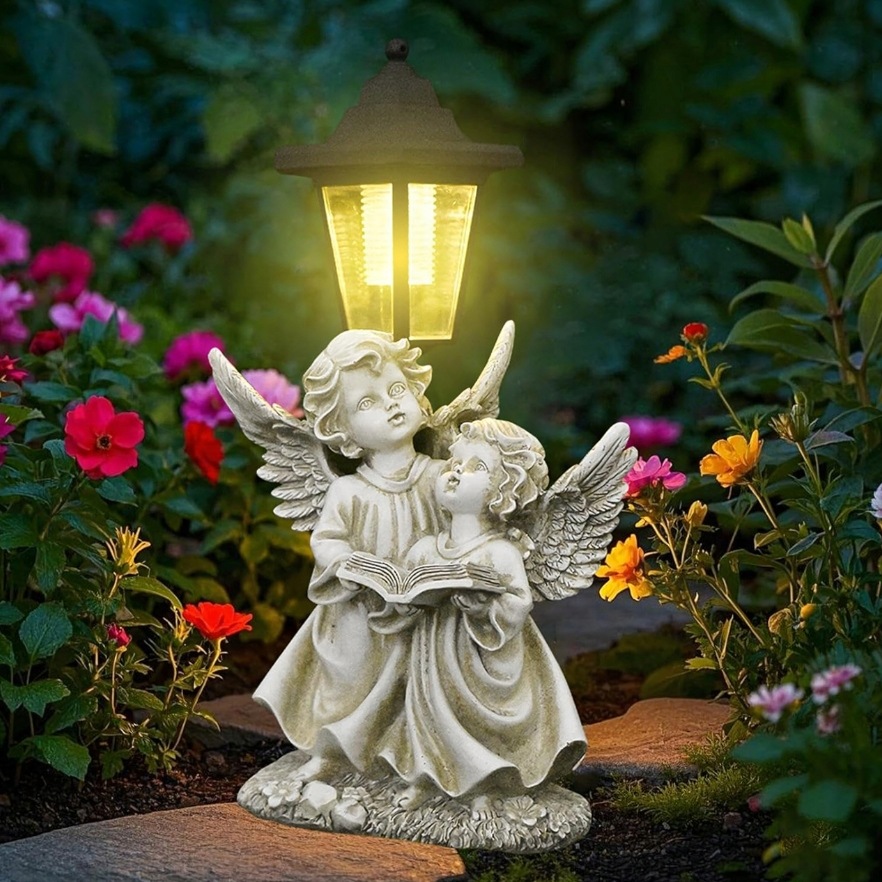 ANIOŁEK SOLARNY LAMPION ZNICZ DEKORACJA NA CMENTARZ DO OGRODU 33,5CM