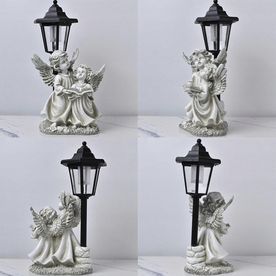 ANIOŁEK SOLARNY LAMPION ZNICZ DEKORACJA NA CMENTARZ DO OGRODU 33,5CM