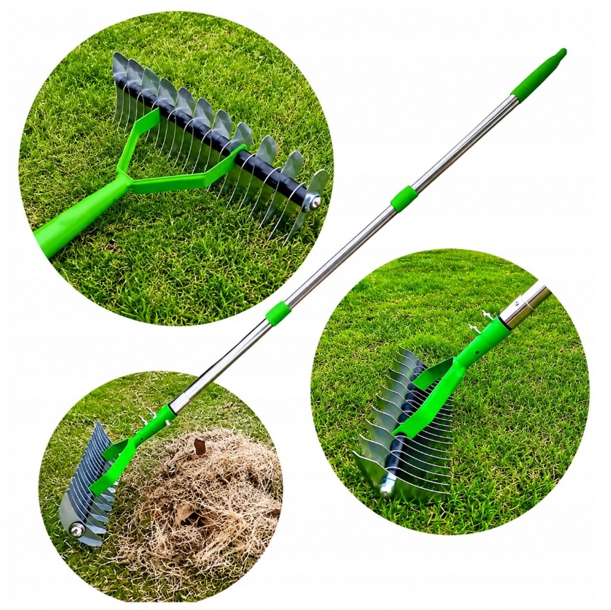 AERATOR WERTYKULATOR RĘCZNY GRABIE WAHADŁOWE DO TRAWY ZIEMI STALOWE 130cm