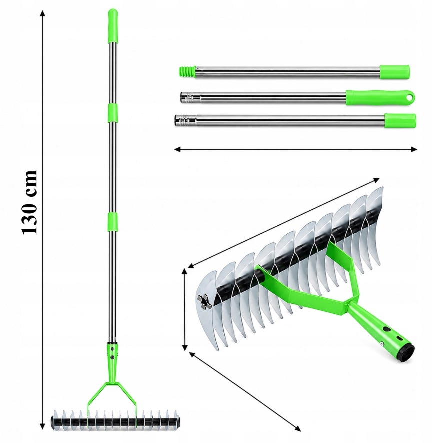 AERATOR WERTYKULATOR RĘCZNY GRABIE WAHADŁOWE DO TRAWY ZIEMI STALOWE 130cm