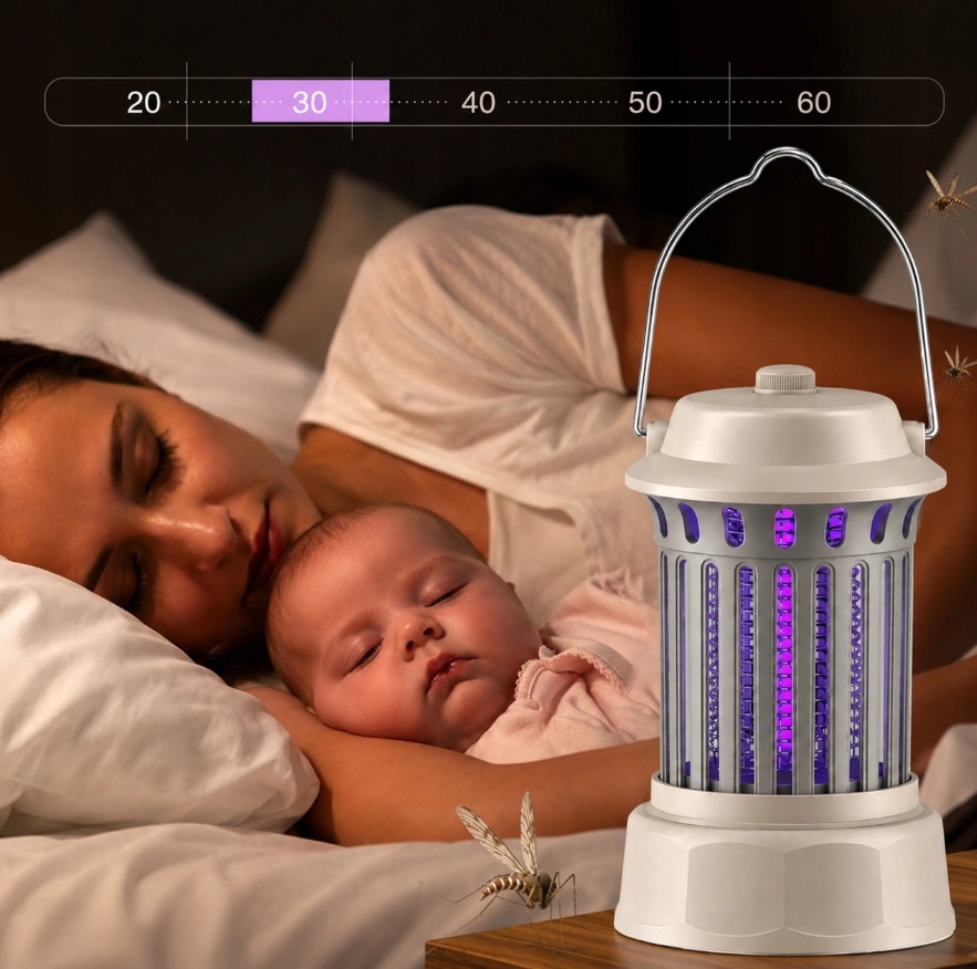PRZENOŚNA LAMPA OWADOBÓJCZA UV NA MUCHY KOMARY ĆMY OWADY DO OGRODU NA TARAS