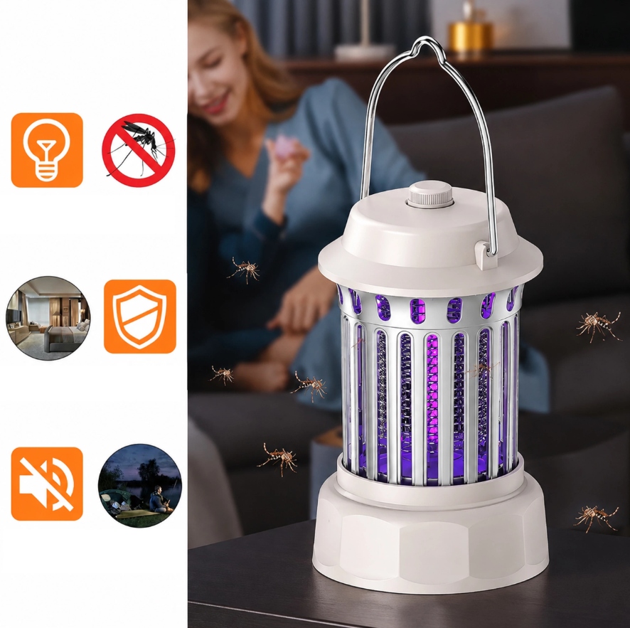 PRZENOŚNA LAMPA OWADOBÓJCZA UV NA MUCHY KOMARY ĆMY OWADY DO OGRODU NA TARAS