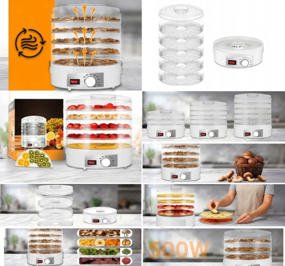 SUSZARKA DO GRZYBÓW OWOCÓW WARZYW ZIÓŁ SPOŻYWCZA DUŻA 5 SIT MOCNA PRO 500W