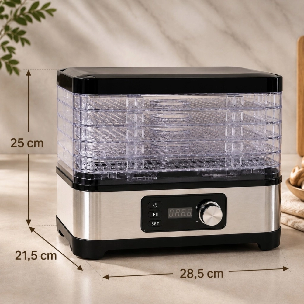 SUSZARKA DO GRZYBÓW OWOCÓW SPOŻYWCZA REGULACJA TEMPERATURY TIMER 500W 6 SIT