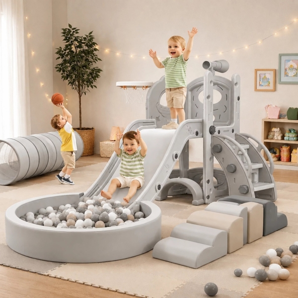 ZJEŻDŻALNIA WOLNOSTOJĄCA DZIECIĘCA ŚLIZGAWKA DRABINKA DZIECI DOMOWA KOSZ