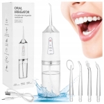 IRYGATOR DO ZĘBÓW DENTYSTYCZNY BEZPRZEWODOWY 4 KOŃCÓWKI 3 TRYBY 230 ml USB