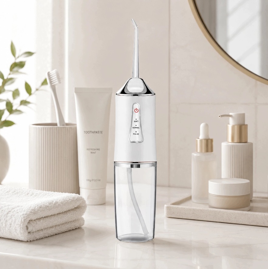IRYGATOR DO ZĘBÓW DENTYSTYCZNY BEZPRZEWODOWY 4 KOŃCÓWKI 3 TRYBY 230 ml USB