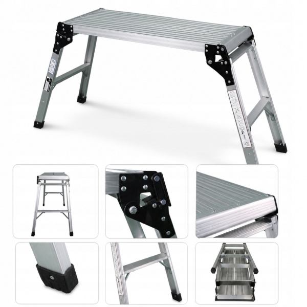 PODEST ROBOCZY ALUMINIOWY 130 x 41 x 60 cm 150 kg SKŁADANY PLATFORMA LEKKA