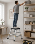 DRABINA ROBOCZA ALUMINIOWA SKŁADANA PODEST PLATFORMA 1 STOPIEŃ 40 cm