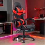 FOTEL GAMINGOWY BIUROWY OBROTOWY KUBEŁKOWY KRZESZŁO Z PODNÓŻKIEM DO 150 KG