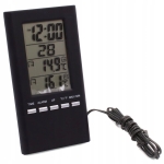 TERMOMETR ELEKTRYCZNY 6 FUNKCYJNY ZEGAR TEMPERATURA KALENDARZ CZARNY
