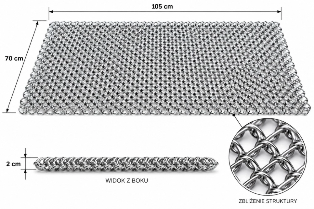 WYCIERACZKA METALOWA 70x105 cm PLECIONA Z DRUTU DRUT STALOWY OCYNK