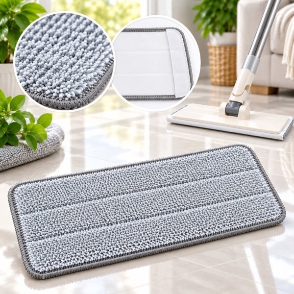 WKŁAD ZAPAS MOPA Z RZEPEM 32x12 cm MIKROFIBRA UNIWERSALNY NIE RYSUJE