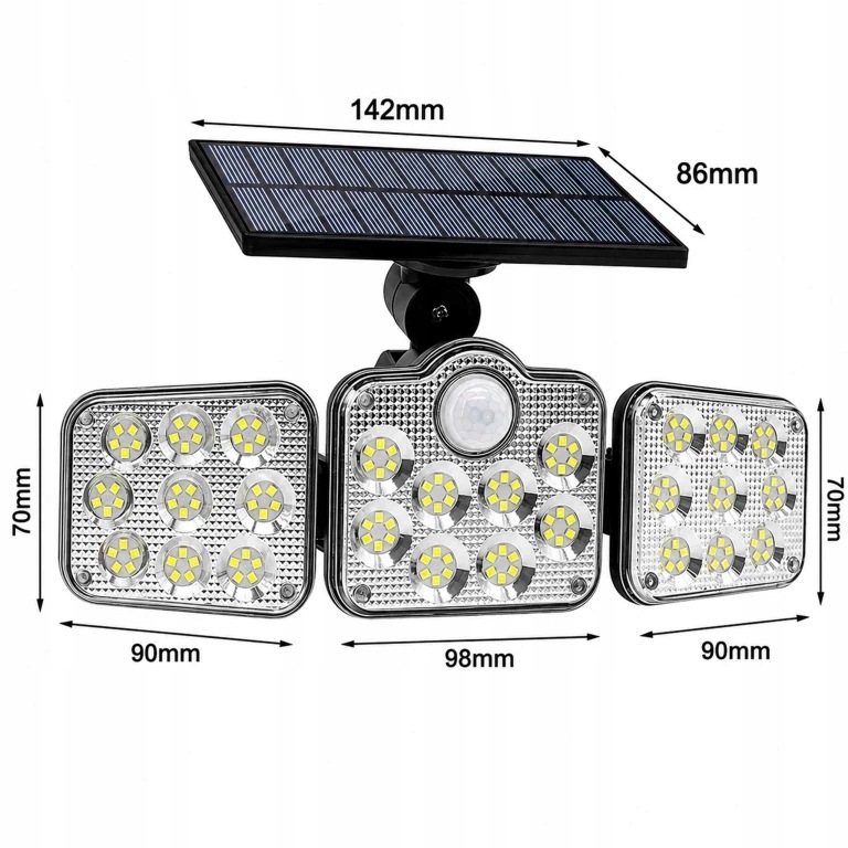 LAMPA SOLARNA OGRODOWA 138 LED ZEWNĘTRZNA Z CZUJNIKIEM RUCHU ZMIERZCHU