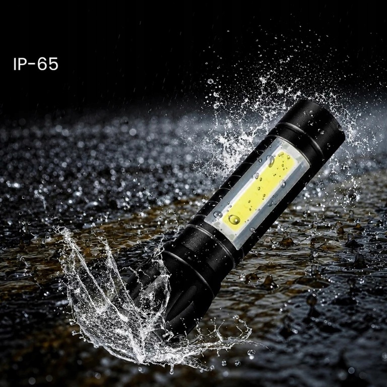 LATARKA TAKTYCZNA MOCNA LED COB USB WOJSKOWA AKUMULATOROWA ETUI LAMPKA ZOOM