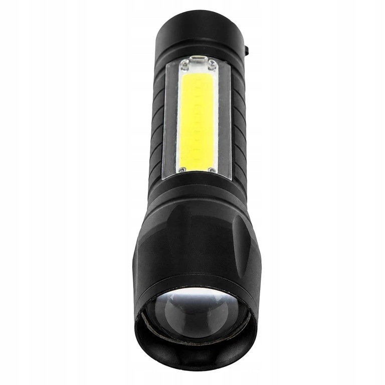 LATARKA TAKTYCZNA MOCNA LED COB USB WOJSKOWA AKUMULATOROWA ETUI LAMPKA ZOOM