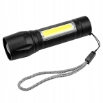 LATARKA TAKTYCZNA MOCNA LED COB USB WOJSKOWA AKUMULATOROWA ETUI LAMPKA ZOOM