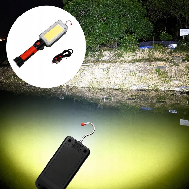 LATARKA LAMPA WARSZTATOWA KANAŁOWA LED Z HAKIEM MAGNESEM 700 LM 20 W MOCNA