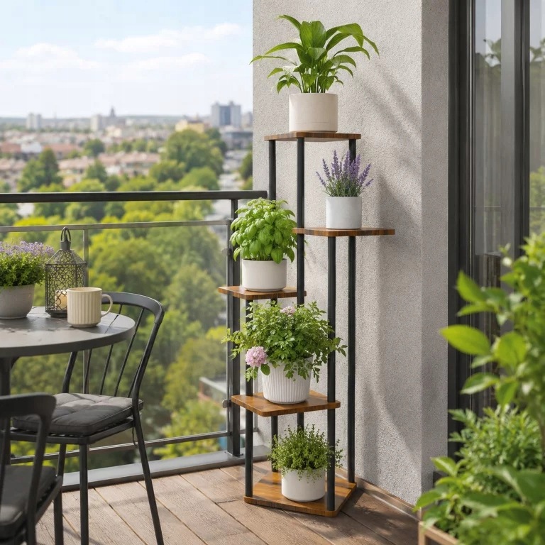 KWIETNIK STOJĄCY STOJAK NA KWIATY KWIATKI ROŚLINY METALOWY 5 POZIOMOWY