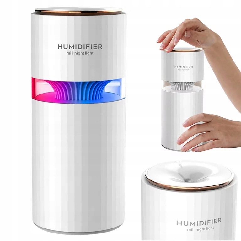NAWILŻACZ POWIETRZA DYFUZOR DO SAMOCHODU Z LAMPKĄ PODŚWIETLENIEM LED 400ML