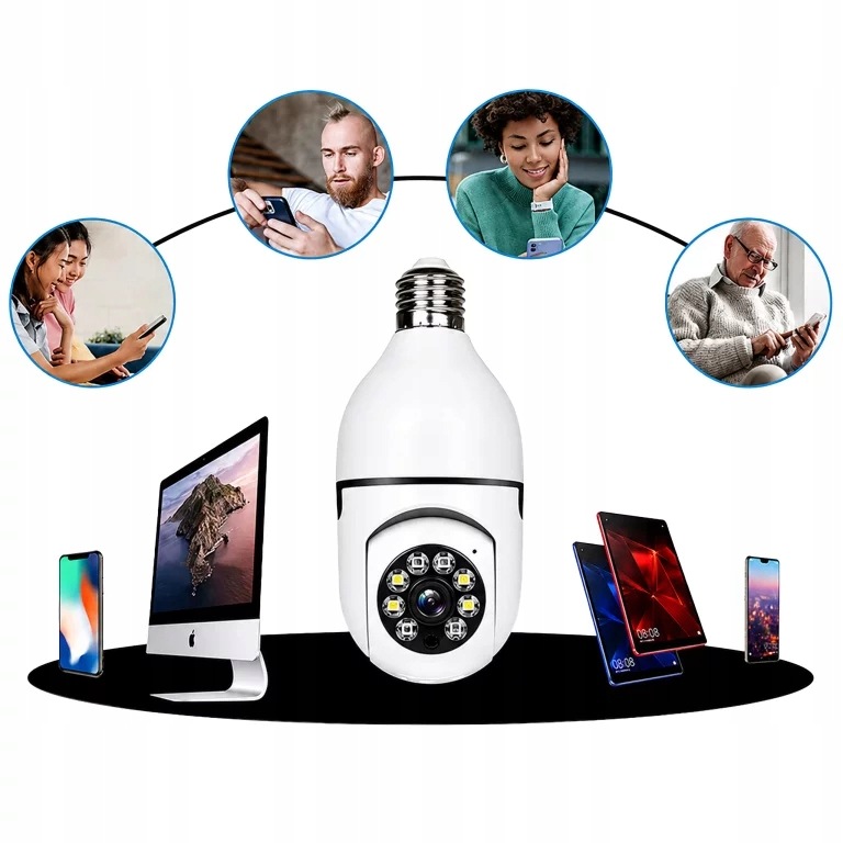 KAMERA IP BEZPRZEWODOWA WIFI ŻARÓWKA E27 30W DO MONITORINGU DOMU NIANIA