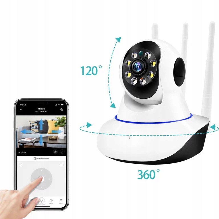 KAMERA BEZPRZEWODOWA OBROTOWA 360 NIANIA ELEKTRONICZNA WIFI DO MONITORINGU