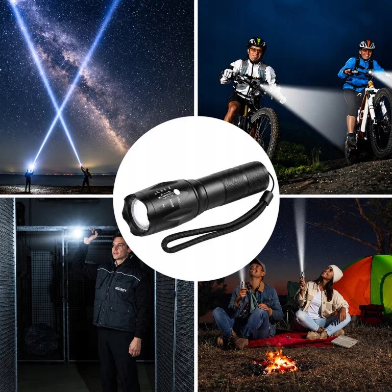 LATARKA TAKTYCZNA LED T6 WODOODPORNA WOJSKOWA 10W 200LM MOCNA ZOOM 300M