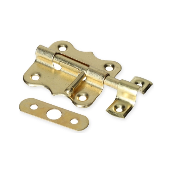ZASUWKA DRZWIOWA 50 MM RYGIEL MOSIĄDZOWANY ZŁOTY ZACZEP MODEL 385