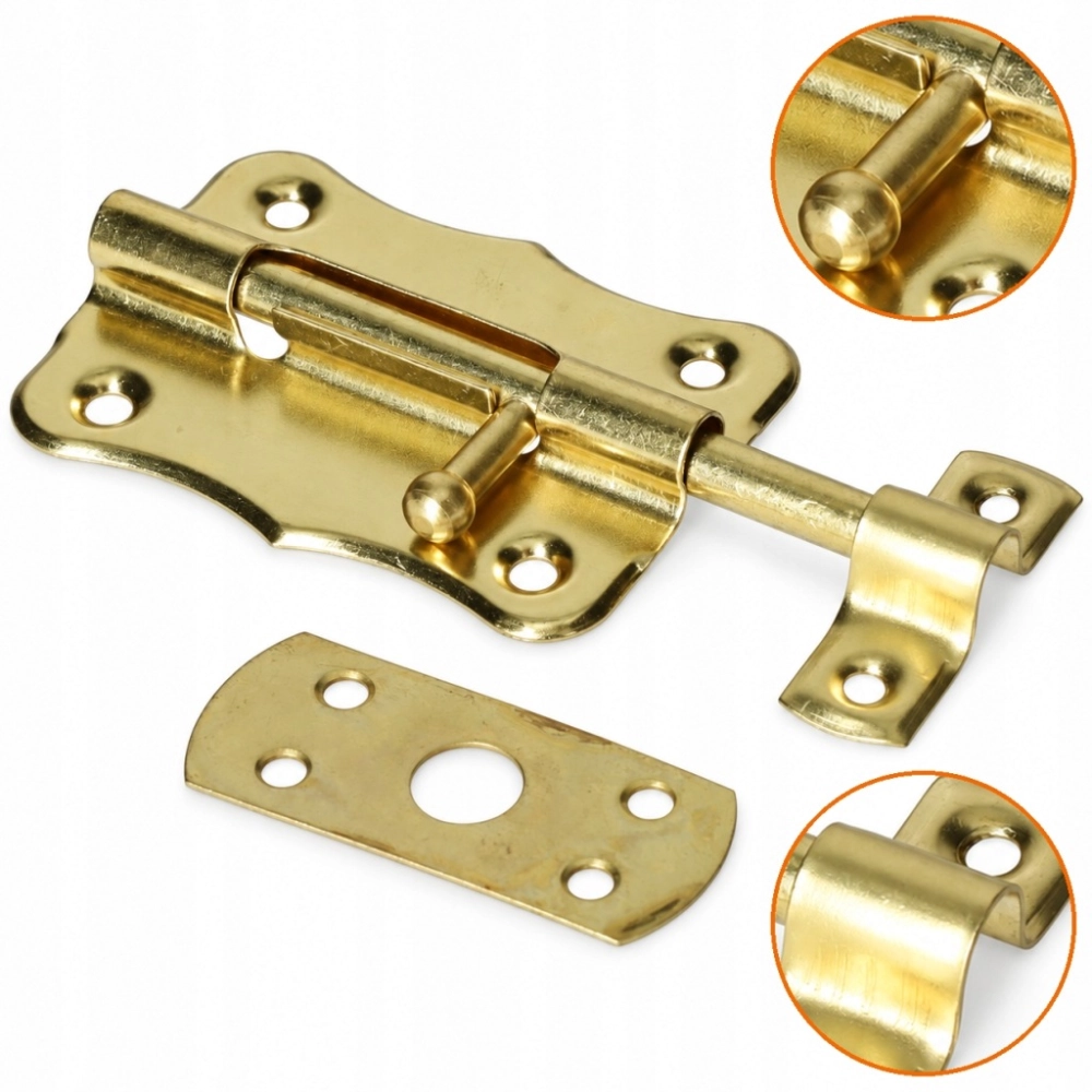 ZASUWKA DRZWIOWA 60 MM RYGIEL MOSIĄDZOWANY ZŁOTY ZACZEP MODEL 385