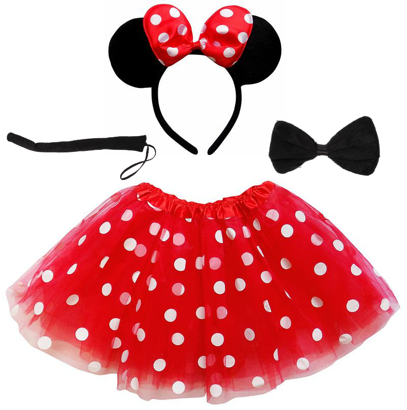 STRÓJ MYSZKA MINNIE MIKI KOSTIUM SPÓDNICZKA OGON OPASKA USZY MUSZKA GROSZKI