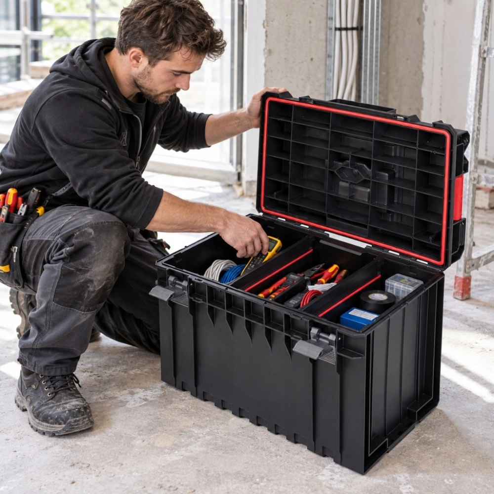 SKRZYNKA NARZĘDZIOWA QBRICK ONE 450 PROFI 52 L ORGANIZERY W POKRYWIE