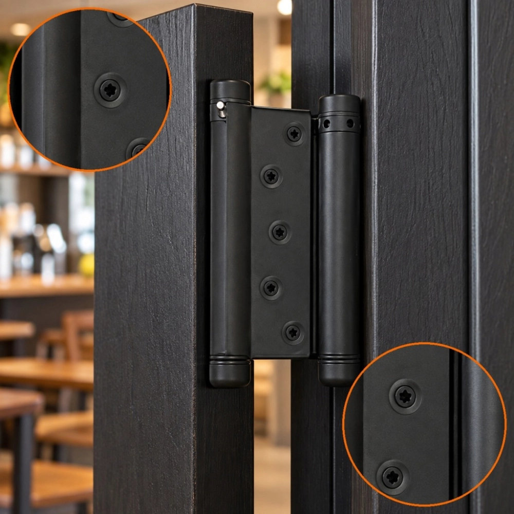 ZAWIAS WAHADŁOWY 150 MM CZARNY MATOWY SPRĘŻYNOWY DWUKIERUNKOWY DO DRZWI