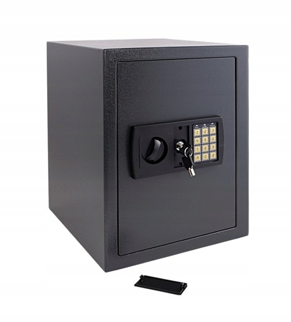 SEJF ELEKTRONICZNY 42X31X35 CM Z PÓŁKĄ STALOWY NA KOD KLUCZ AWARYJNY