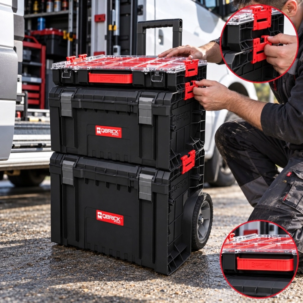 ZESTAW SKRZYŃ NARZĘDZIOWYCH QBRICK PRO CART 2 ORGANIZER WÓZEK NA KOŁACH