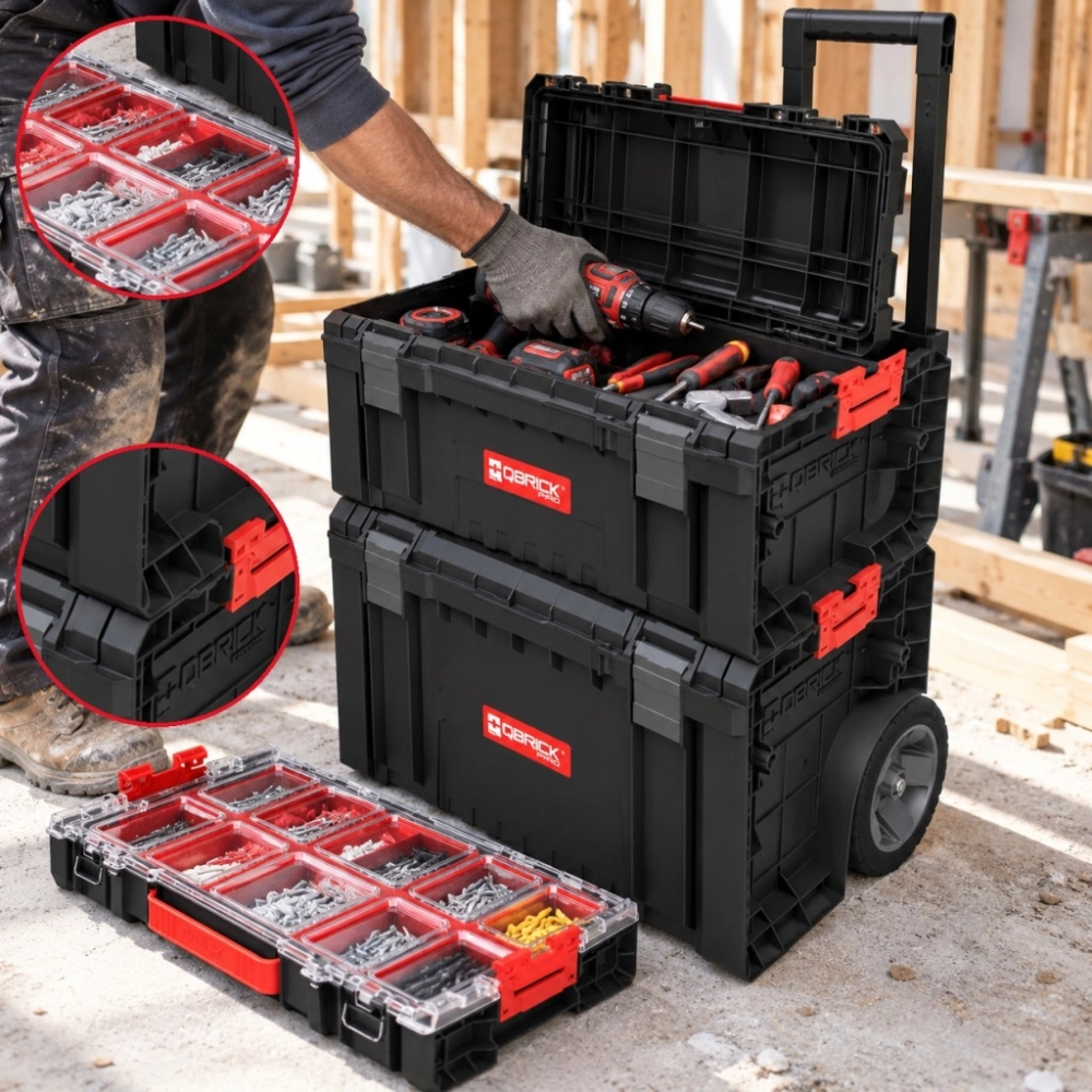 ZESTAW SKRZYŃ NARZĘDZIOWYCH QBRICK PRO CART 2 ORGANIZER WÓZEK NA KOŁACH